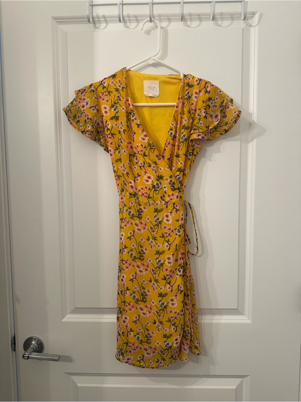 Floral Wrap Mini Dress - Yellow